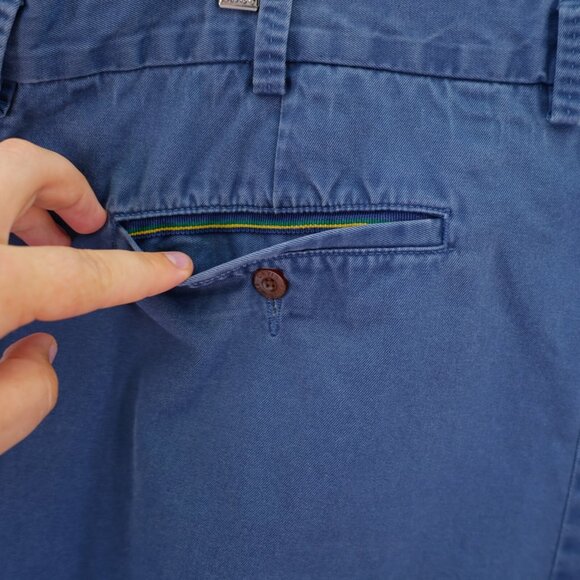DAMAGED Orvis Blue Chino Shorts Pima Cotton 42 / 8.5 High Rise‎ - Picture 4 of 9